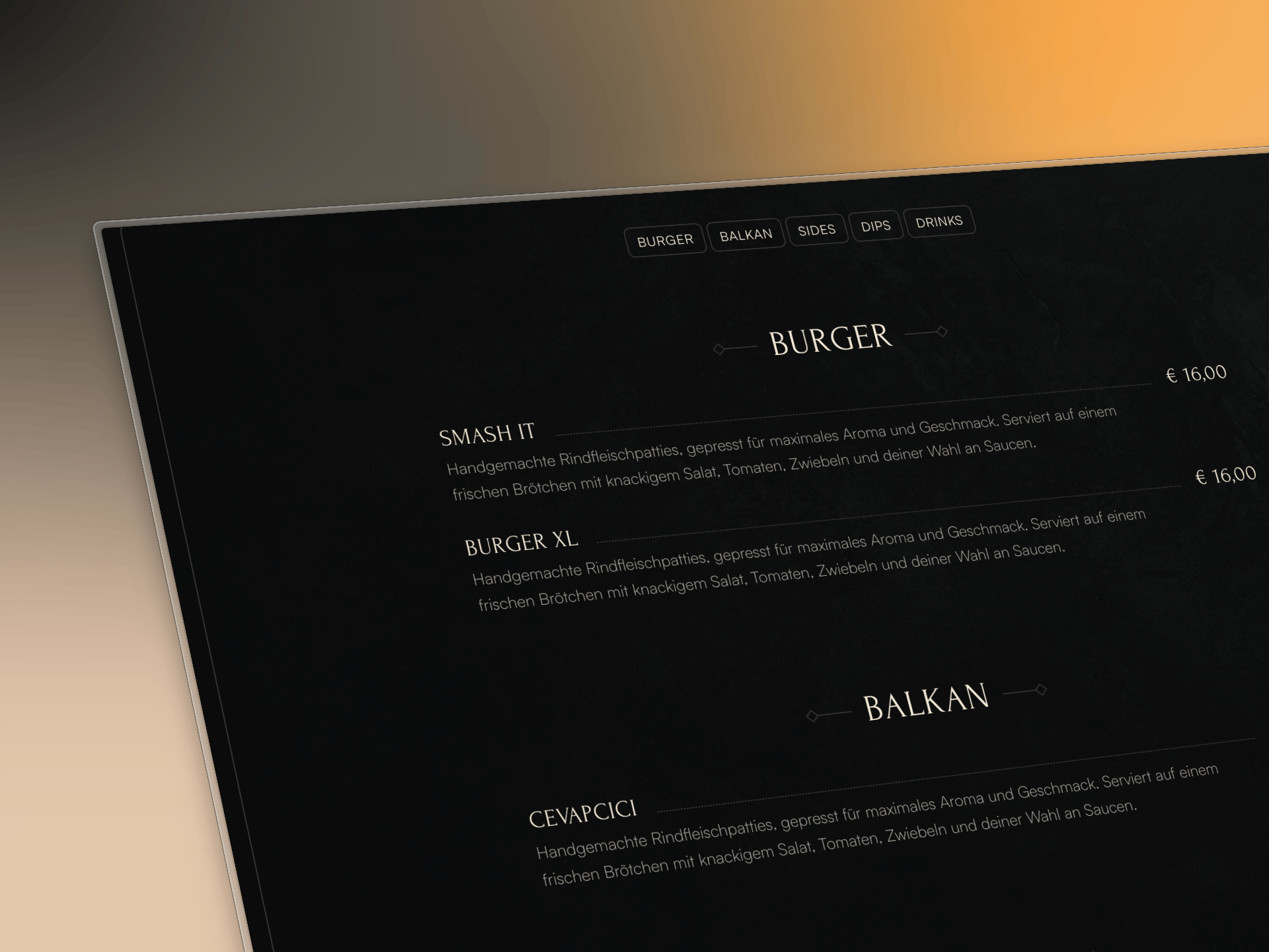 QR-Code Menü auf Smartphone