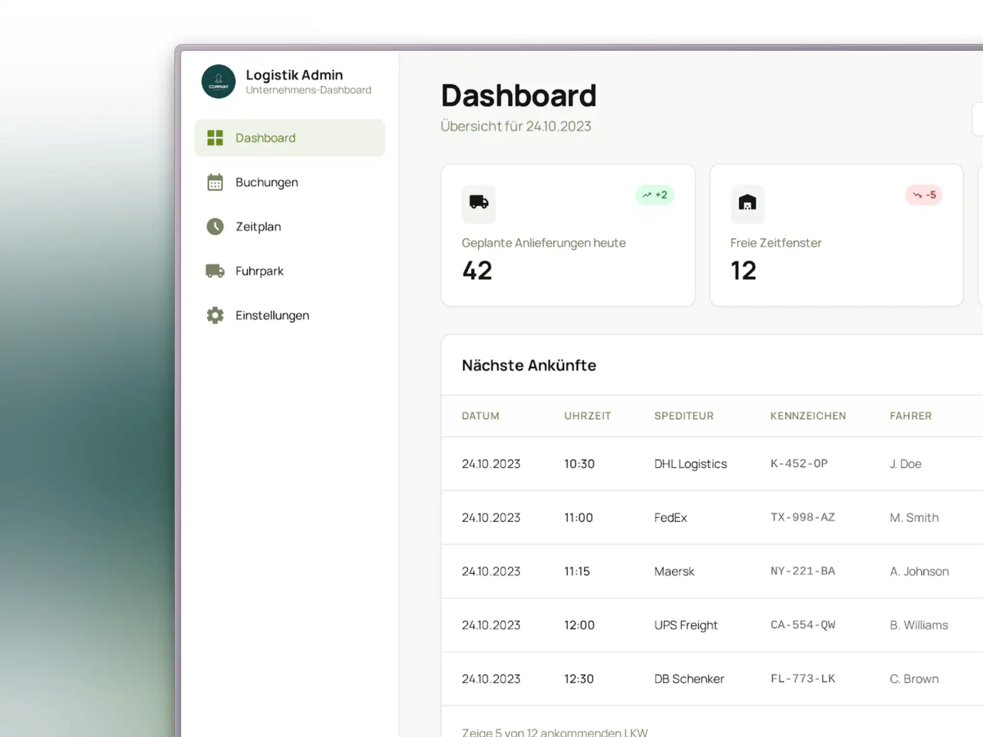 Zeitfenster-Buchungssystem – Kalenderansicht
